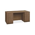 HON® Foundation Series 66 Laminate Desk with 2 Peds, Pinnacle Finish