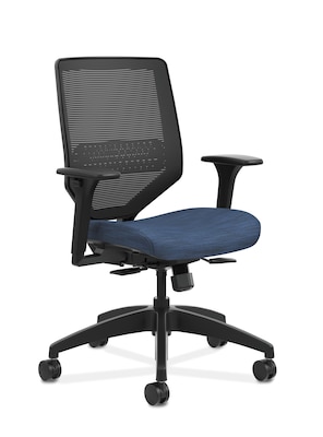 HON Solve Mesh /Fabric Mid-Back Task Chair, Adjustable Lumbar Support & Arms, Black/Midnight (HONSVM