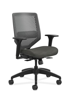 HON Solve ReActiv/Fabric Mid-Back Task Chair, Adjustable Lumbar Support & Arms, Charcoal/Ink (HONSVR