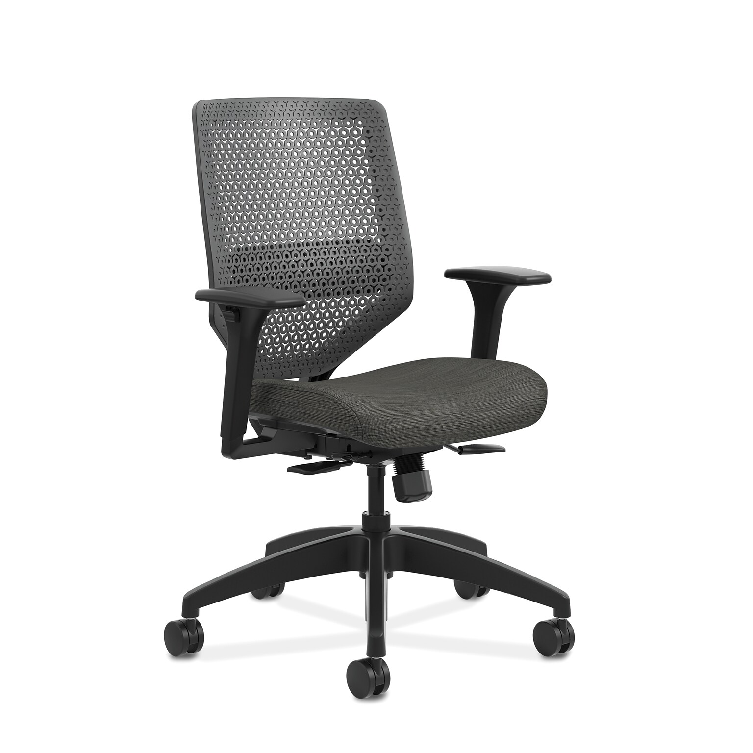 HON Solve ReActiv/Fabric Mid-Back Task Chair, Adjustable Lumbar Support & Arms, Charcoal/Ink (HONSVR1ACLC10T)