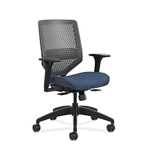 HON Solve ReActiv/Fabric Mid-Back Task Chair, Adjustable Lumbar Support & Arms, Charcoal/Midnight (H