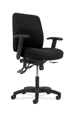 HON Fabric Task Chair with Asynchronous Control, Width/Height Adjustable Arms, Black (HONVL282A2VA10T)