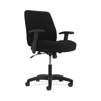 HON Contemporary Mid-Back Task Chair, Swivel-Tilt Control, Height- and Width-Adjustable Arms, Black Fabric