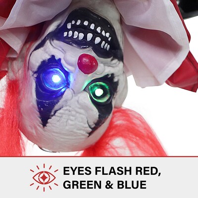 Haunted Hill Farm Animatronic Upside-Down Talking Clown Hanging Halloween Decoration (HHCLOWN-24HLSA)