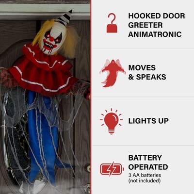 Haunted Hill Farm Animatronic Twisting, Talking Clown Greeter (HHCLOWN-26HLSA)