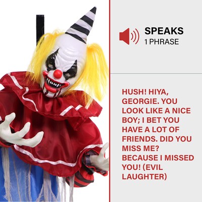 Haunted Hill Farm Animatronic Twisting, Talking Clown Greeter (HHCLOWN-26HLSA)