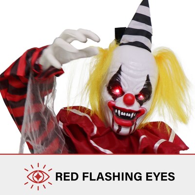 Haunted Hill Farm Animatronic Twisting, Talking Clown Greeter (HHCLOWN-26HLSA)