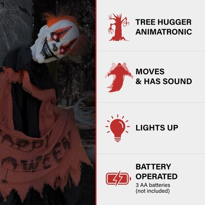 Haunted Hill Farm Clown Animatronic Tree Hugger (HHCLOWN-28HLSA)