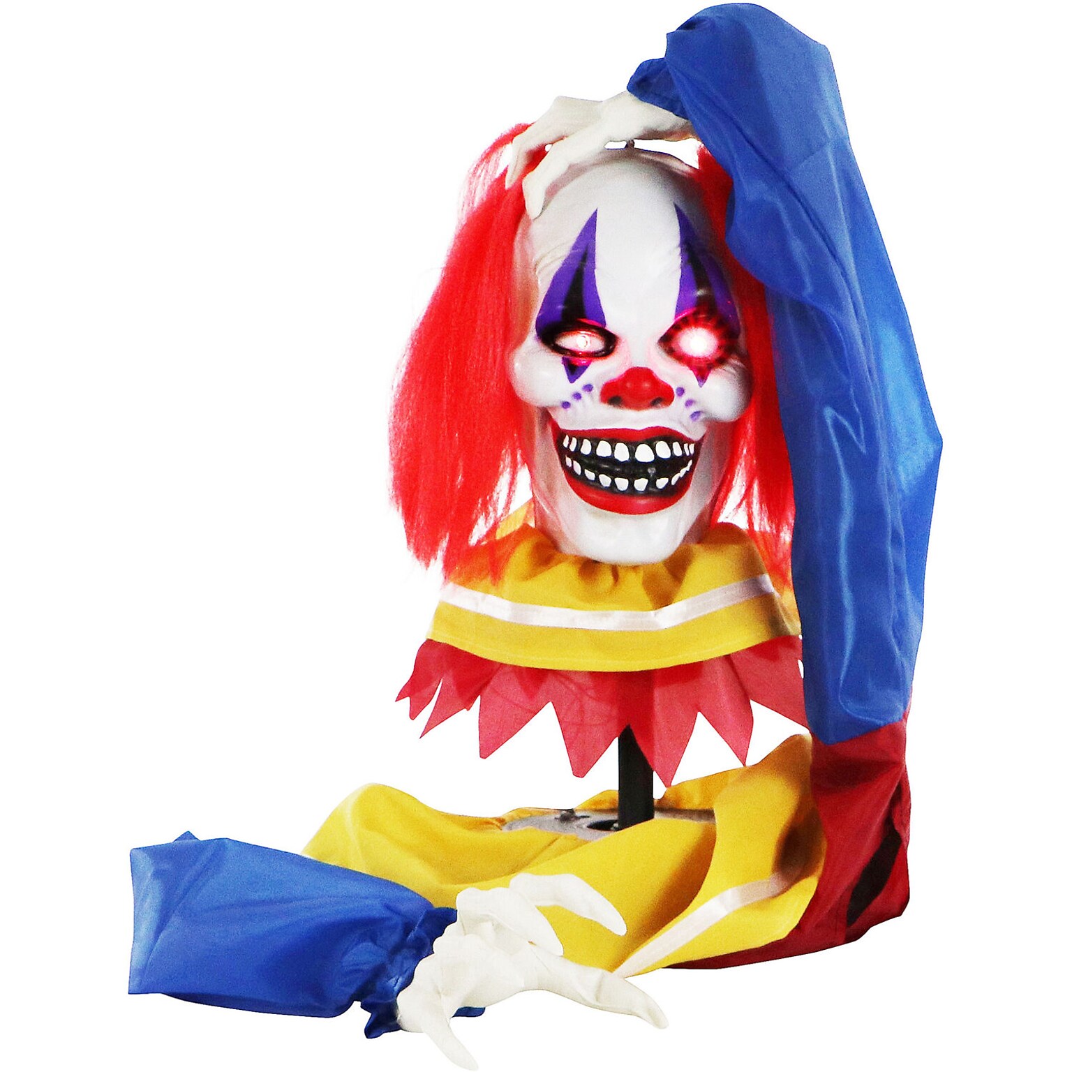 Haunted Hill Farm Animatronic Pop-Up Talking Clown Head Halloween Decoration (HHCLOWN-29FLSA)
