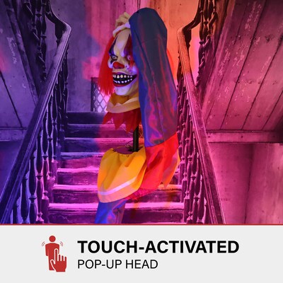 Haunted Hill Farm Animatronic Pop-Up Talking Clown Head Halloween Decoration (HHCLOWN-29FLSA)