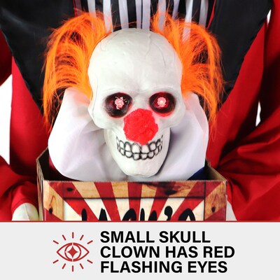 Haunted Hill Farm Standing Clown and Animatronic Talking Skull Clown (HHCLOWN-30FLSA)