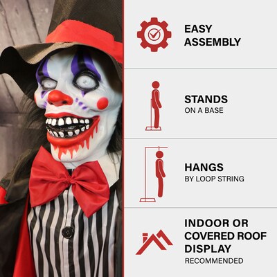 Haunted Hill Farm Standing Clown and Animatronic Talking Skull Clown (HHCLOWN-30FLSA)