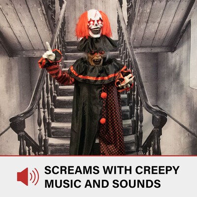 Haunted Hill Farm Animatronic Pop-Up Two-Headed Clown (HHCLOWN-32FLSA)