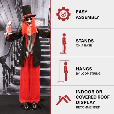 Haunted Hill Farm Animatronic Shaking, Talking Clown with Clown-Head Magic Wand Scary Halloween Decoration (HHCLOWN-33FLSA)