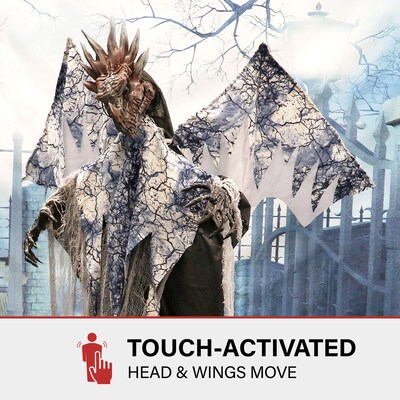 Haunted Hill Farm Animatronic Dragon with Moving Head and Wings Scary Halloween Decoration (HHDRAGON-3FLSA)