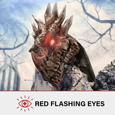 Haunted Hill Farm Animatronic Dragon with Moving Head and Wings Scary Halloween Decoration (HHDRAGON-3FLSA)