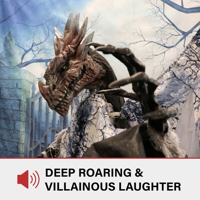 Haunted Hill Farm Animatronic Dragon with Moving Head and Wings Scary Halloween Decoration (HHDRAGON-3FLSA)