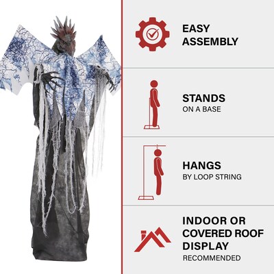 Haunted Hill Farm Animatronic Dragon with Moving Head and Wings Scary Halloween Decoration (HHDRAGON-3FLSA)