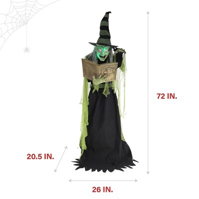 Haunted Hill Farm 6' Tall Motion-Activated Enchantress Witch (HHENWITCH-5FLSA)