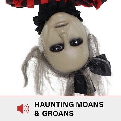 Haunted Hill Farm Animatronic Upside-Down Zombie Woman Hanging Halloween Decoration (HHGIRL-5HLSA)