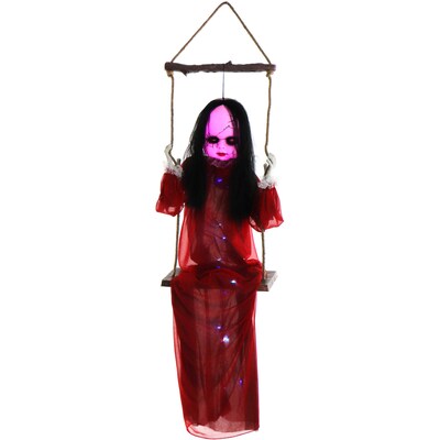 Haunted Hill Farm Giggling Zombie Girl on a Swing Animatronic (HHGIRL-6HLS)