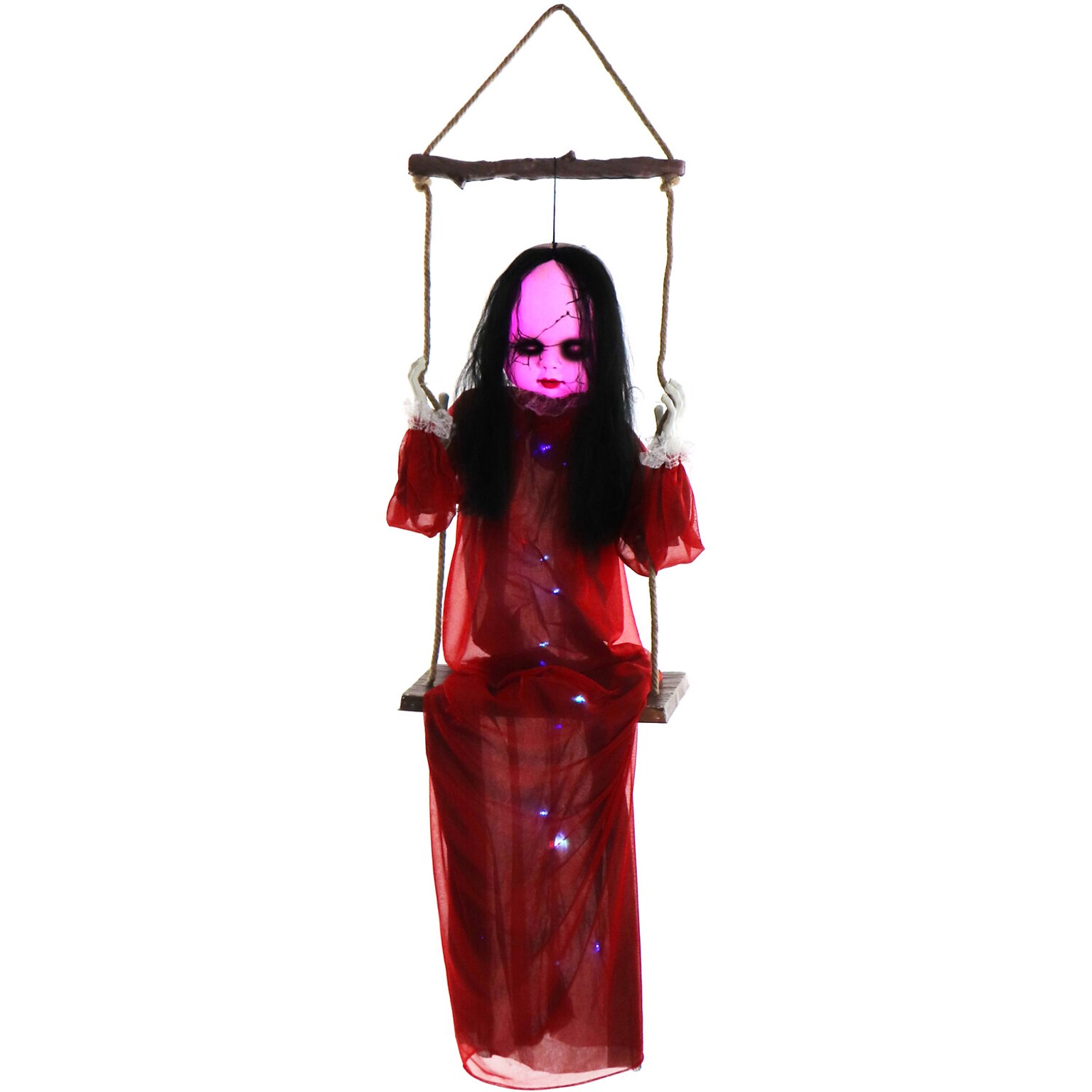 Haunted Hill Farm Giggling Zombie Girl on a Swing Animatronic (HHGIRL-6HLS)