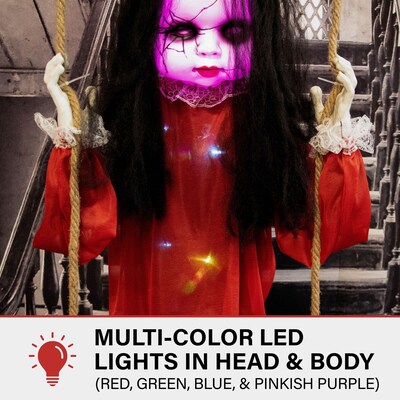 Haunted Hill Farm Giggling Zombie Girl on a Swing Animatronic (HHGIRL-6HLS)