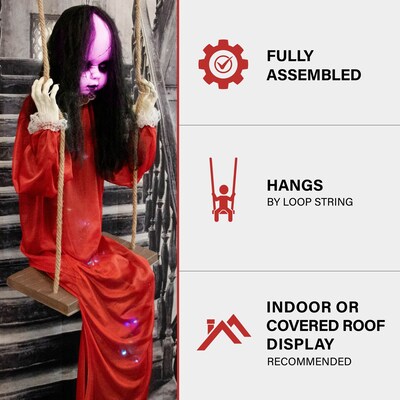 Haunted Hill Farm Giggling Zombie Girl on a Swing Animatronic (HHGIRL-6HLS)