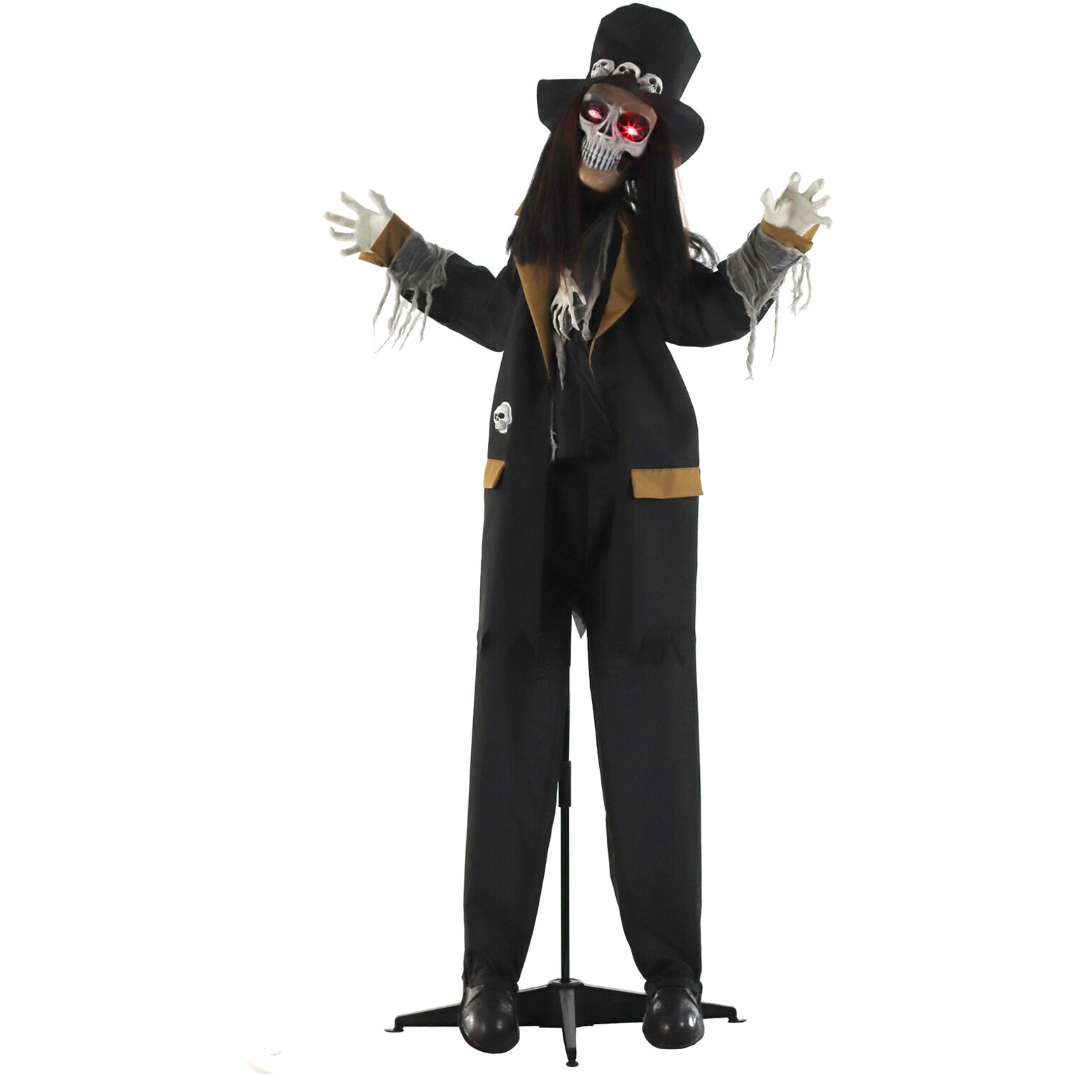 Haunted Hill Farm Animatronic Voodoo Skeleton Groom Scary Halloween Decoration (HHGRM-4FLSA)