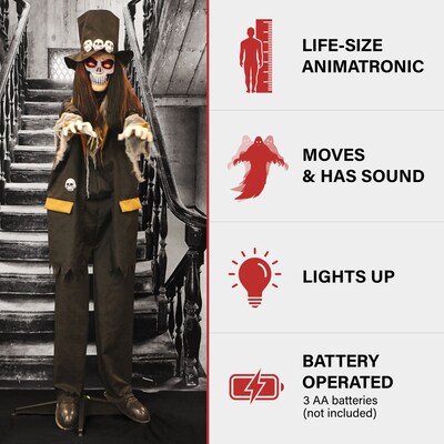 Haunted Hill Farm Animatronic Voodoo Skeleton Groom Scary Halloween Decoration (HHGRM-4FLSA)