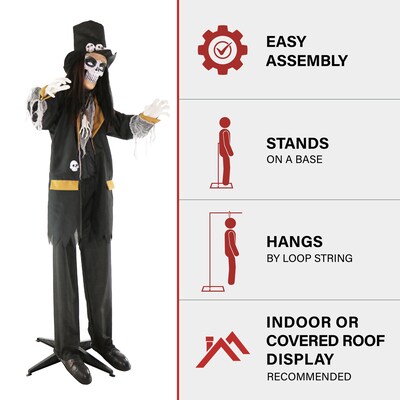 Haunted Hill Farm Animatronic Voodoo Skeleton Groom Scary Halloween Decoration (HHGRM-4FLSA)