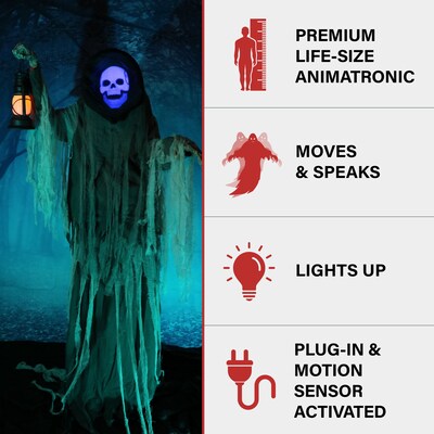 Haunted Hill Farm Motion-Activated Talking Looming Phantom (HHLMPHNTM-1FLSA)
