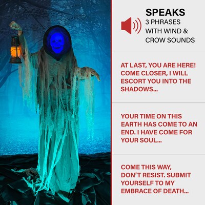 Haunted Hill Farm Motion-Activated Talking Looming Phantom (HHLMPHNTM-1FLSA)