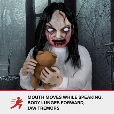 Haunted Hill Farm Motion-Activated Lunging Lily the Demonic Zombie Girl (HHLNGLILY-2FLSA)