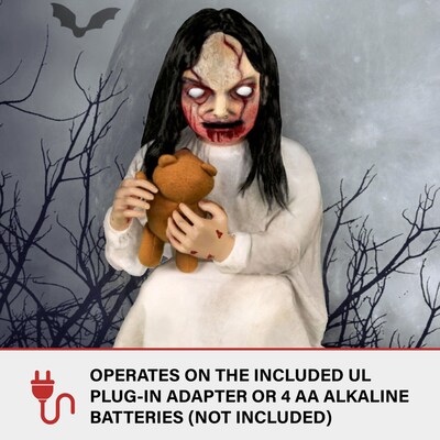 Haunted Hill Farm Motion-Activated Lunging Lily the Demonic Zombie Girl (HHLNGLILY-2FLSA)