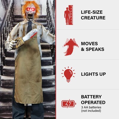 Haunted Hill Farm Animatronic Zombie Carver Scary (HHMAN-7FLSA)
