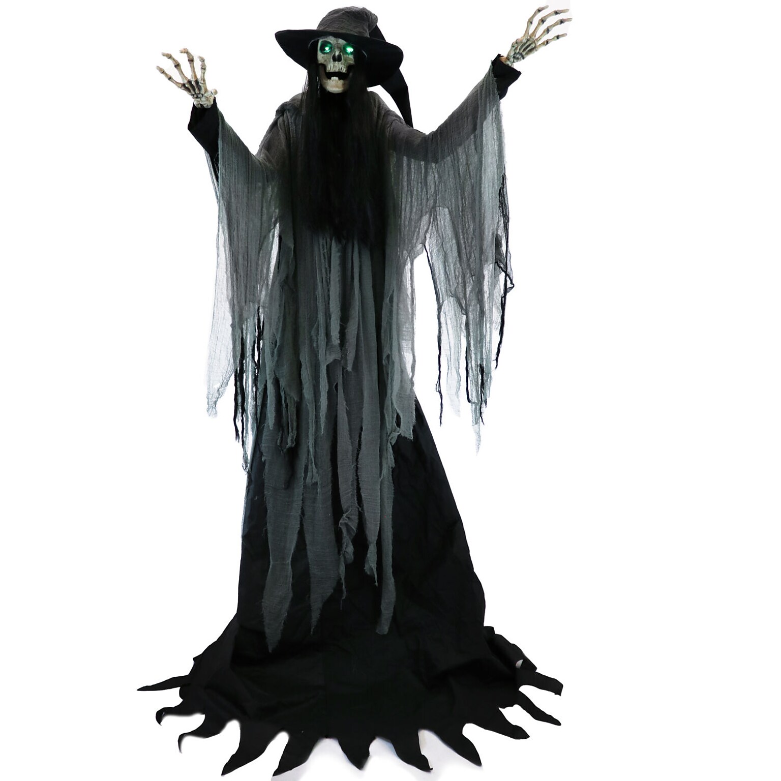 Haunted Hill Farm 7.5 Tall Motion-Activated Macabre Skeleton Witch Halloween Decoration (HHMCWITCH-1FLSA)