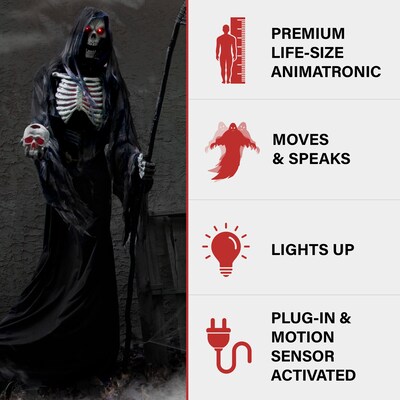 Haunted Hill Farm 7 Tall Motion-Activated Rotting Reaper (HHROTRPR-1FLSA)