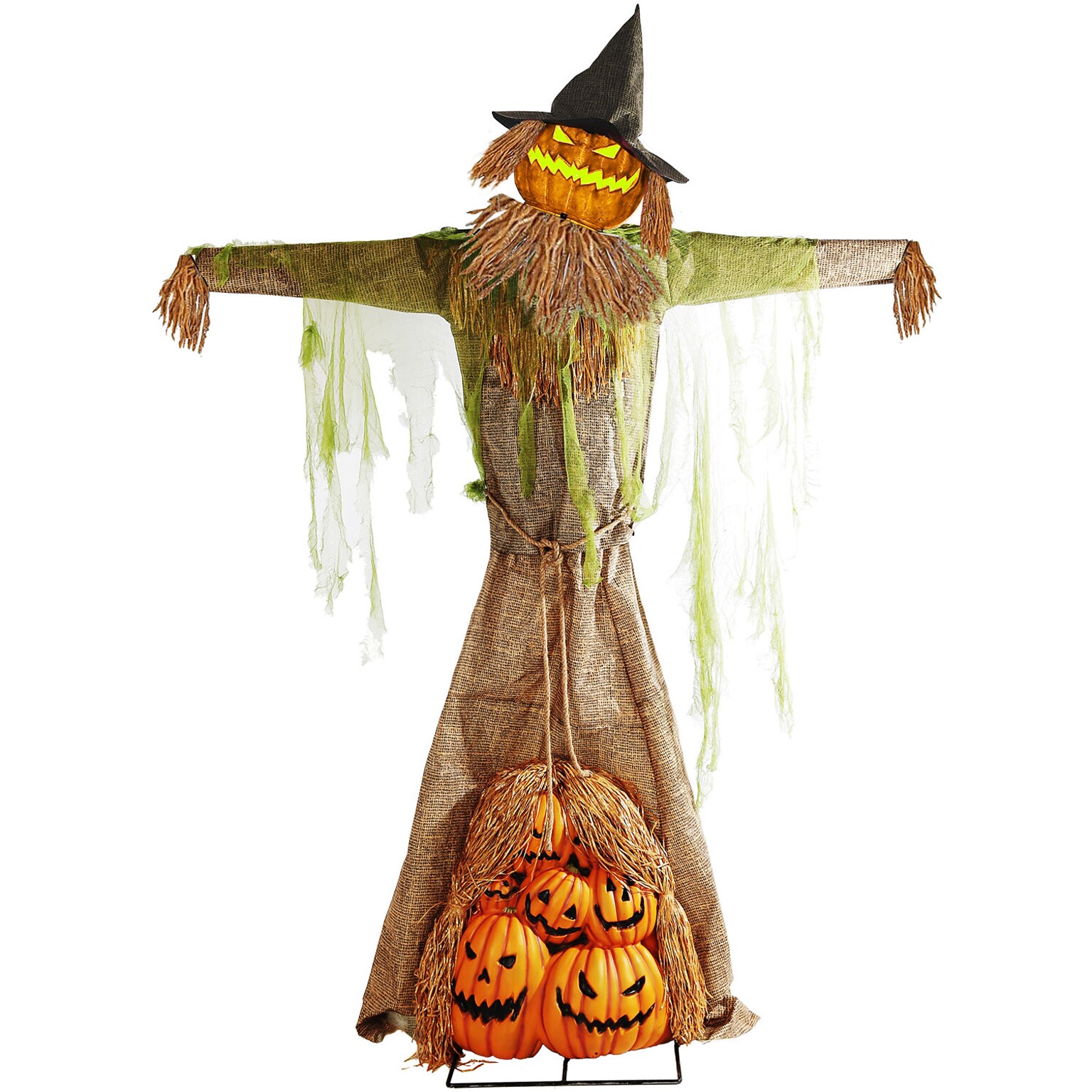 Haunted Hill Farm 7.5 Tall Motion Activated Hayride Hellion Scarecrow Halloween Decoration (HHSCRPUMP-1FLSA)
