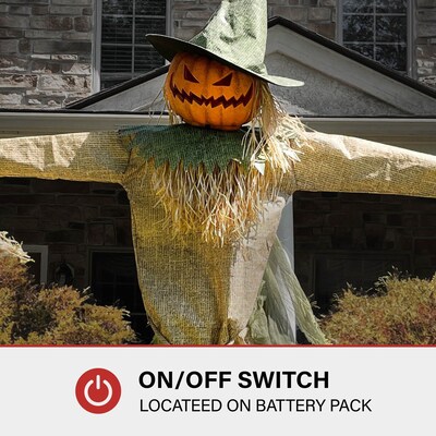 Haunted Hill Farm 7.5' Tall Motion Activated Hayride Hellion Scarecrow Halloween Decoration (HHSCRPUMP-1FLSA)