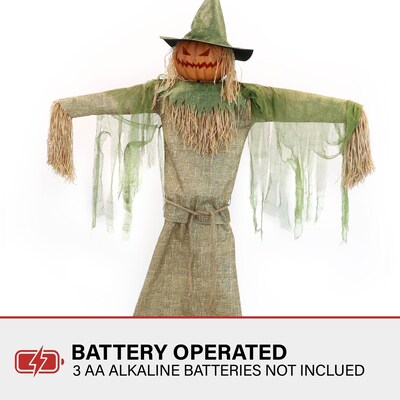 Haunted Hill Farm 7.5' Tall Motion Activated Hayride Hellion Scarecrow Halloween Decoration (HHSCRPUMP-1FLSA)