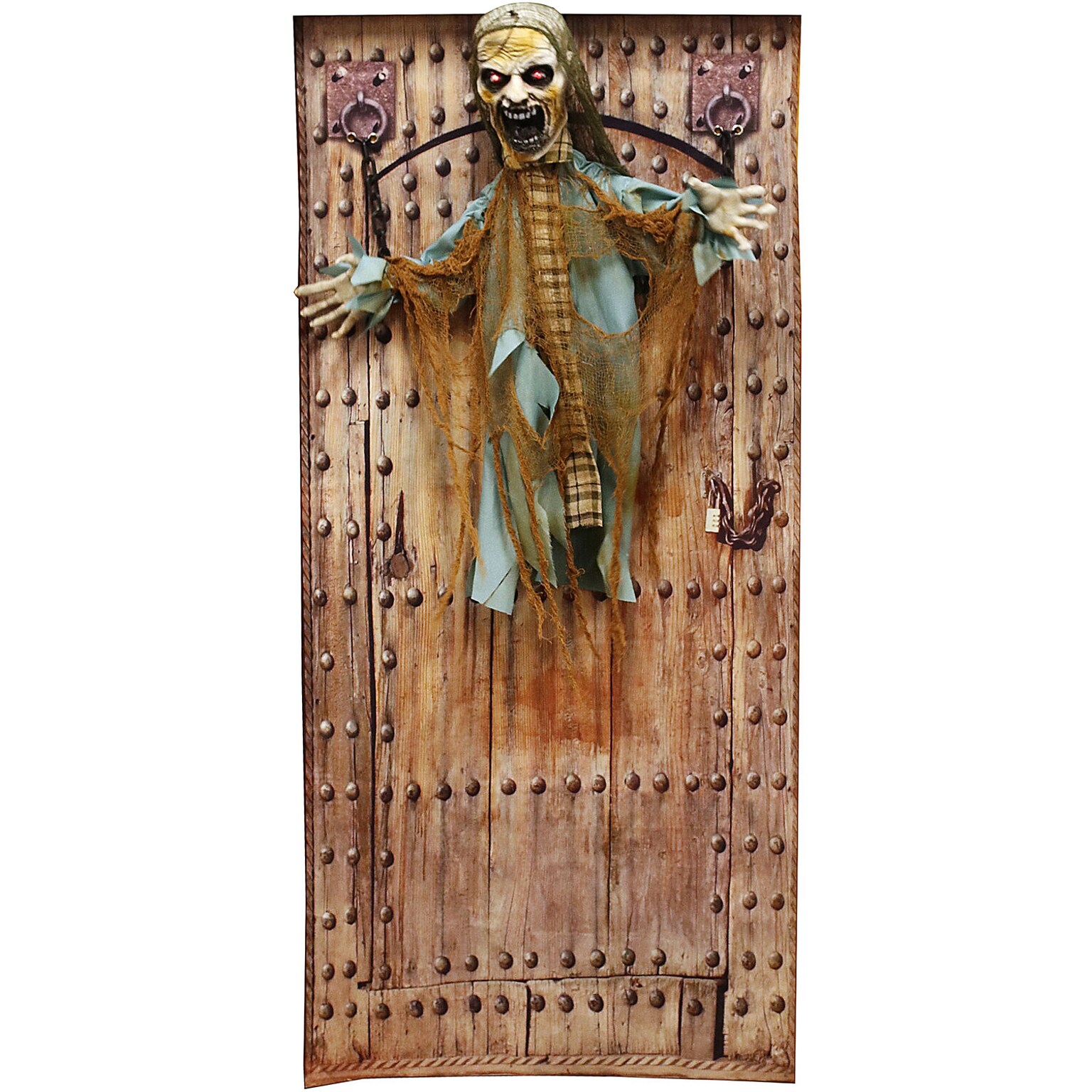 Haunted Hill Farm Animatronic Twisting Zombie in Chains Scary Halloween Decoration (HHSKEL-11FLSA)