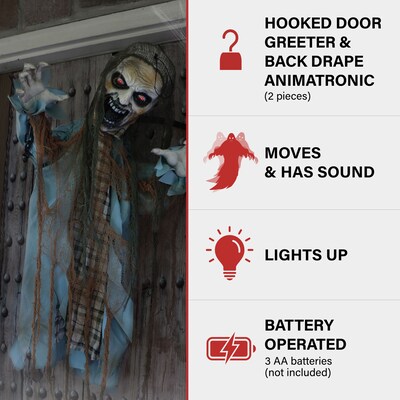 Haunted Hill Farm Animatronic Twisting Zombie in Chains Scary Halloween Decoration (HHSKEL-11FLSA)