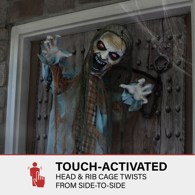 Haunted Hill Farm Animatronic Twisting Zombie in Chains Scary Halloween Decoration (HHSKEL-11FLSA)