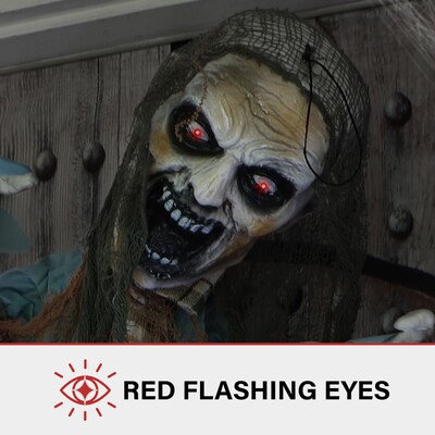 Haunted Hill Farm Animatronic Twisting Zombie in Chains Scary Halloween Decoration (HHSKEL-11FLSA)