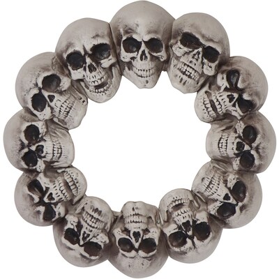 Haunted Hill Farm 15.7 Dungeon Skull Hanging Wreath (HHSKEL-11WRTH)
