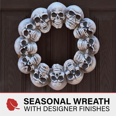 Haunted Hill Farm 15.7 Dungeon Skull Hanging Wreath (HHSKEL-11WRTH)