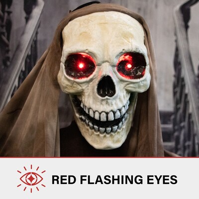 Haunted Hill Farm Animatronic Skeleton in a Box Scary Halloween Decoration (HHSKEL-14FLSA)