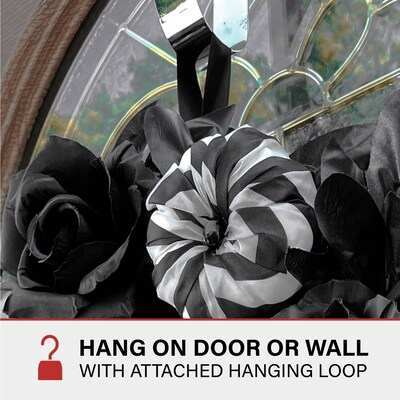 Haunted Hill Farm 15" Black & White Floral Wreath (HHSPD-2WRTH)