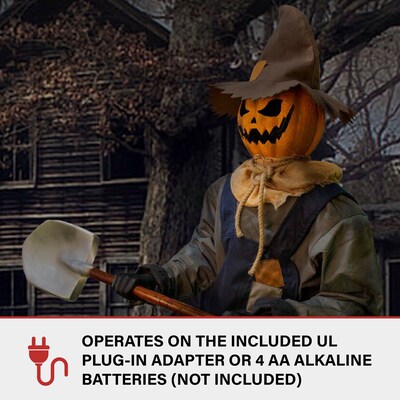 Haunted Hill Farm Motion-Activated Talking Smiling Jack the Sitting Scarecrow (HHSTPUMP-1FLSA)